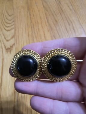 🔥BOGO Free🔥 Vintage Gold Toned And Black Post Earrings
